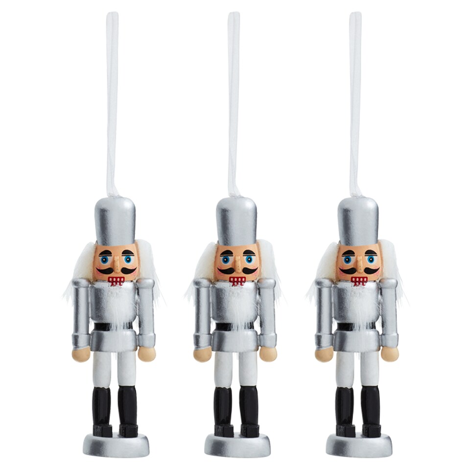 Tesco 3 Pack Silver Nutcracker Hanging Decorations