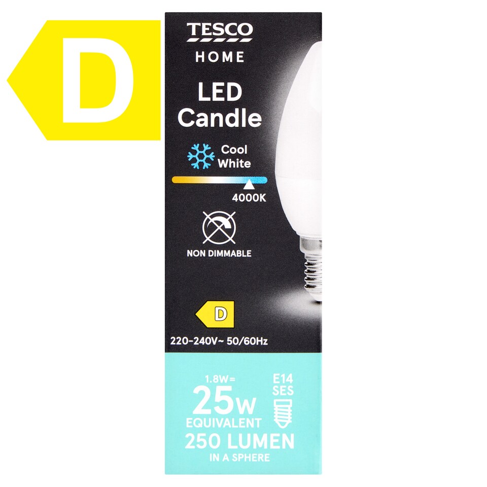 Tesco Home E14 SES 250 lm 25 W 4000K LED gyertya  1. kép
