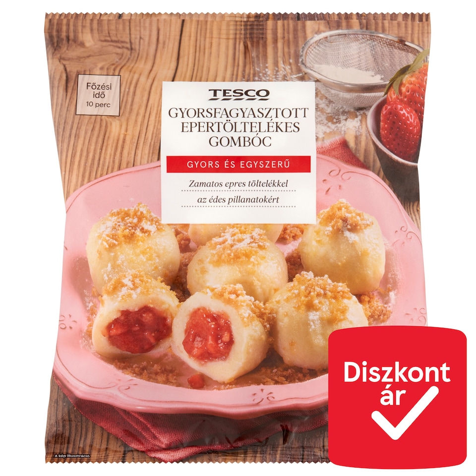 Tesco gyorsfagyasztott epertöltelékes gombóc 600 g