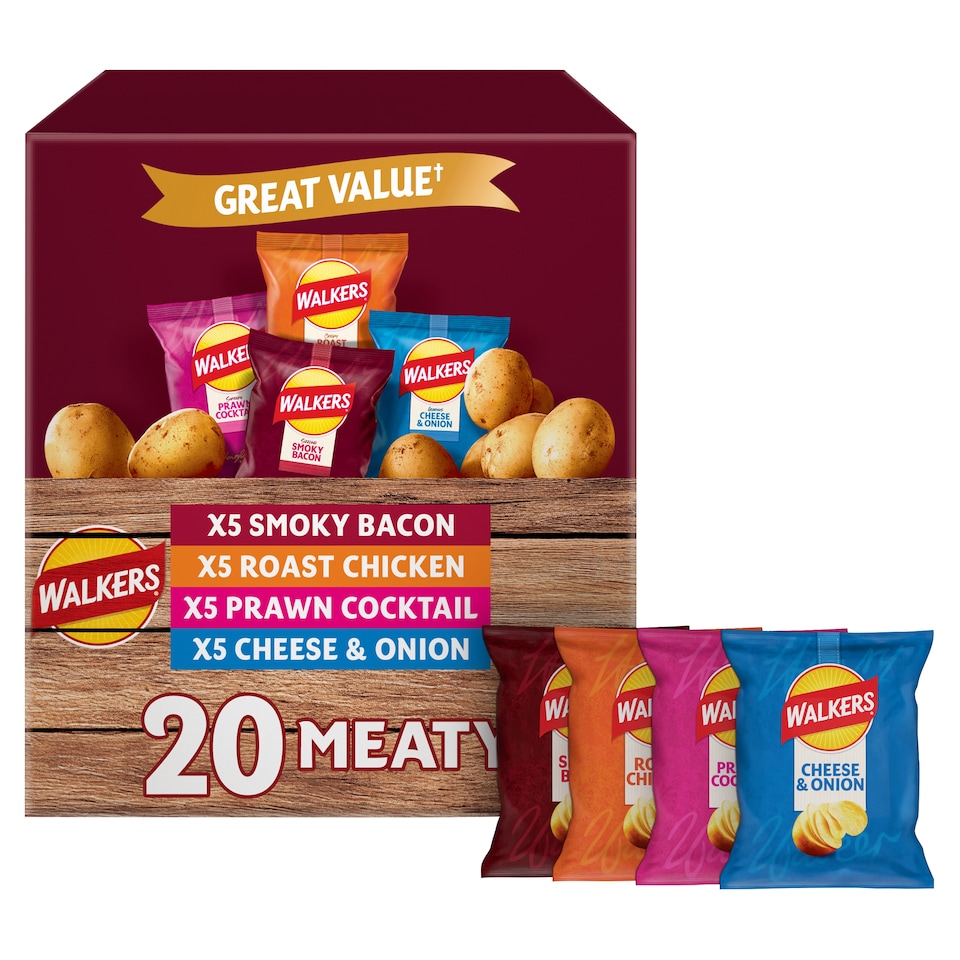image 1 of Walkers Meaty Variety Crisps - 20 x 25g