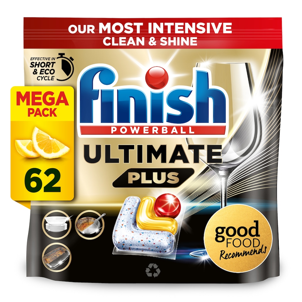 image 1 of Finish Ultimate Plus All In One Dishwasher Tablets - Lemon 62 Pack 756.4g
