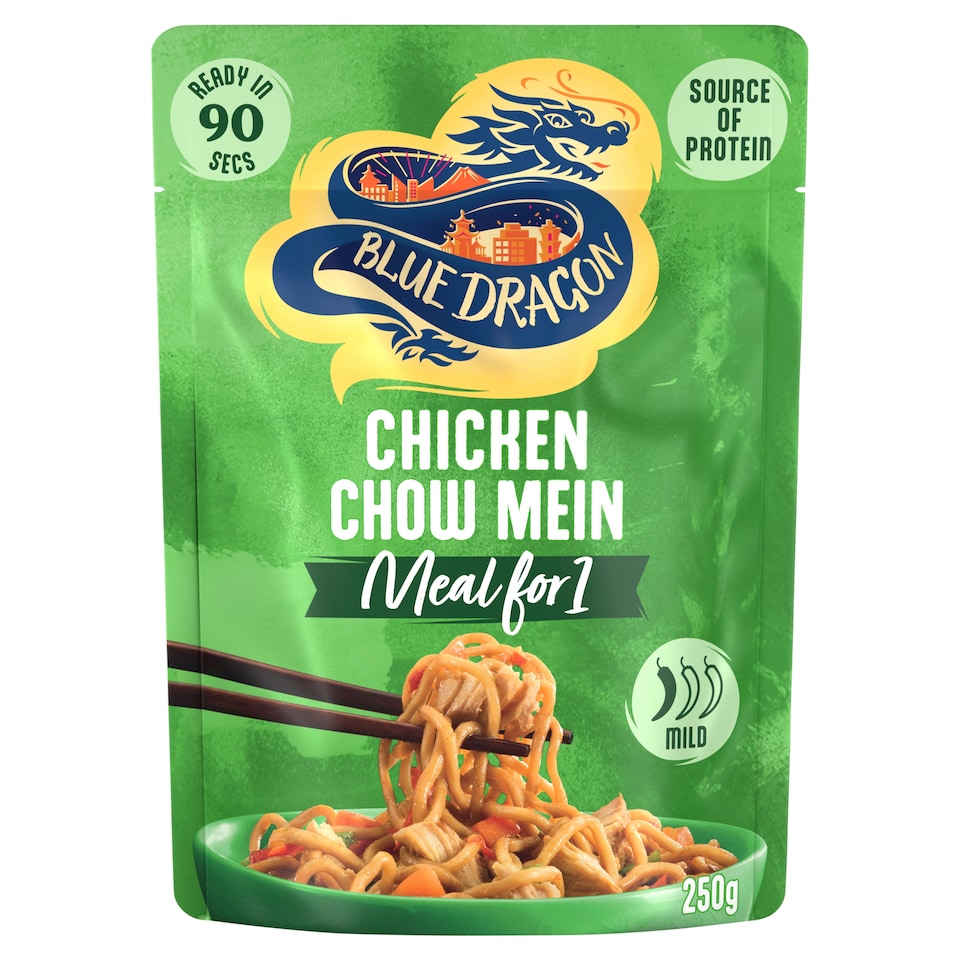 Blue Dragon Chicken Chow Mein Noodles Ready Meal 250g