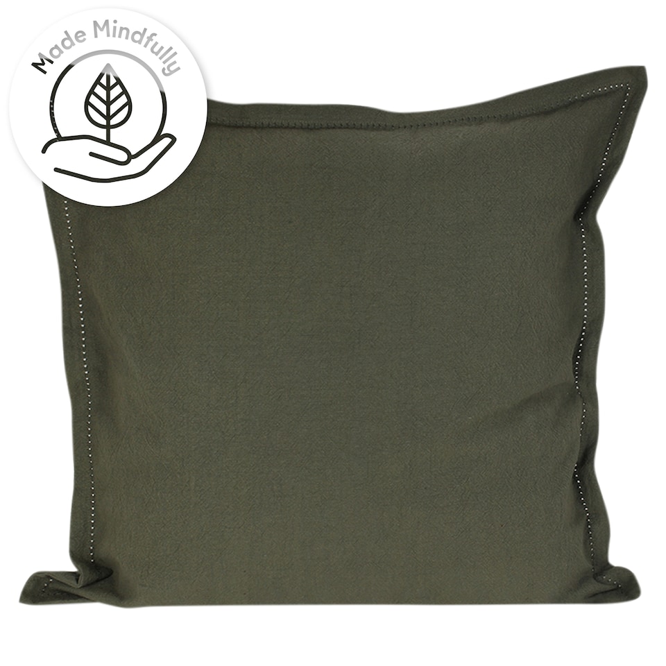 F&F Home Thyme Green Washed Cotton díszpárna 50 cm x 50 cm