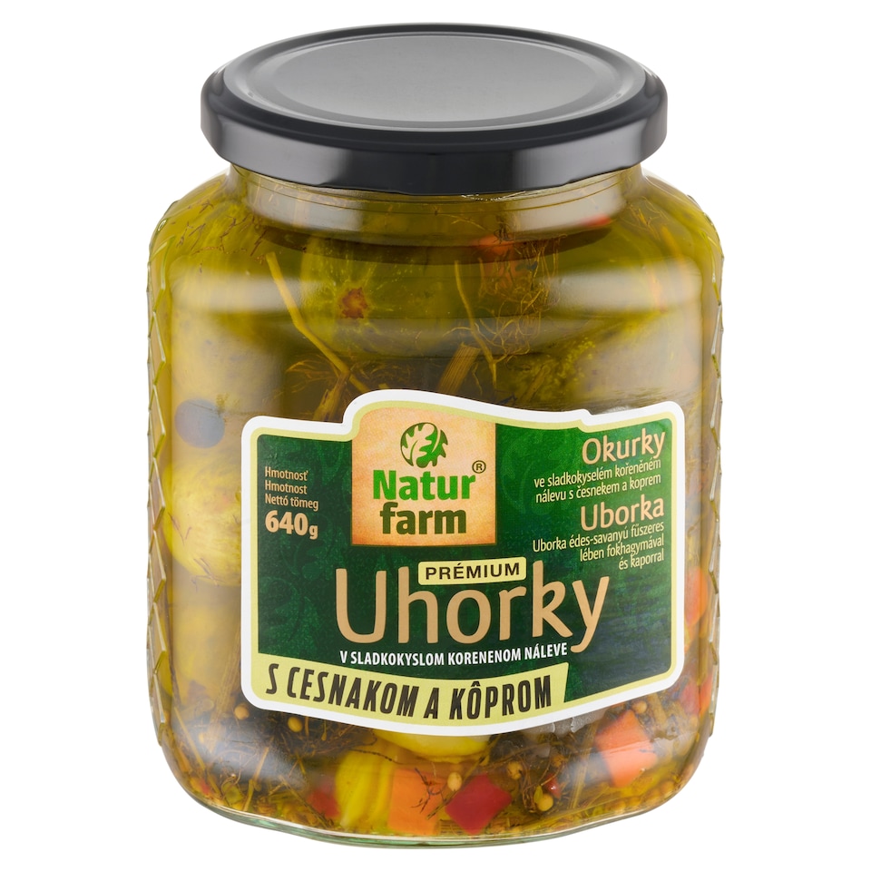 obrázok 1 z Natur Farm Prémium uhorky v sladkokyslom korenenom náleve s cesnakom a kôprom 640 g