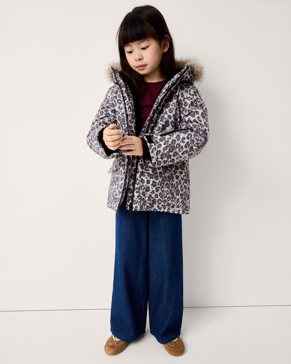 image 1 of F&F Girls Animal Print Waterproof Coat in Multi Brown