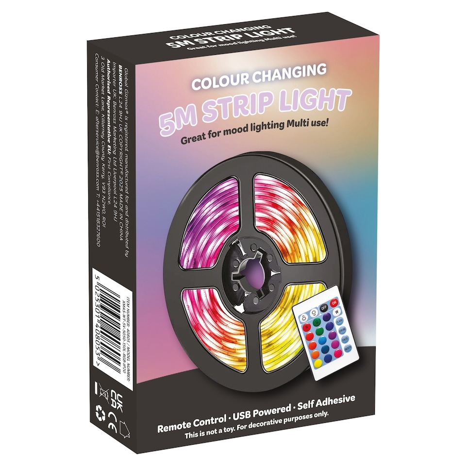 image 1 of Global Gizmos Colour Changing Strip Light 5M Christmas Gift