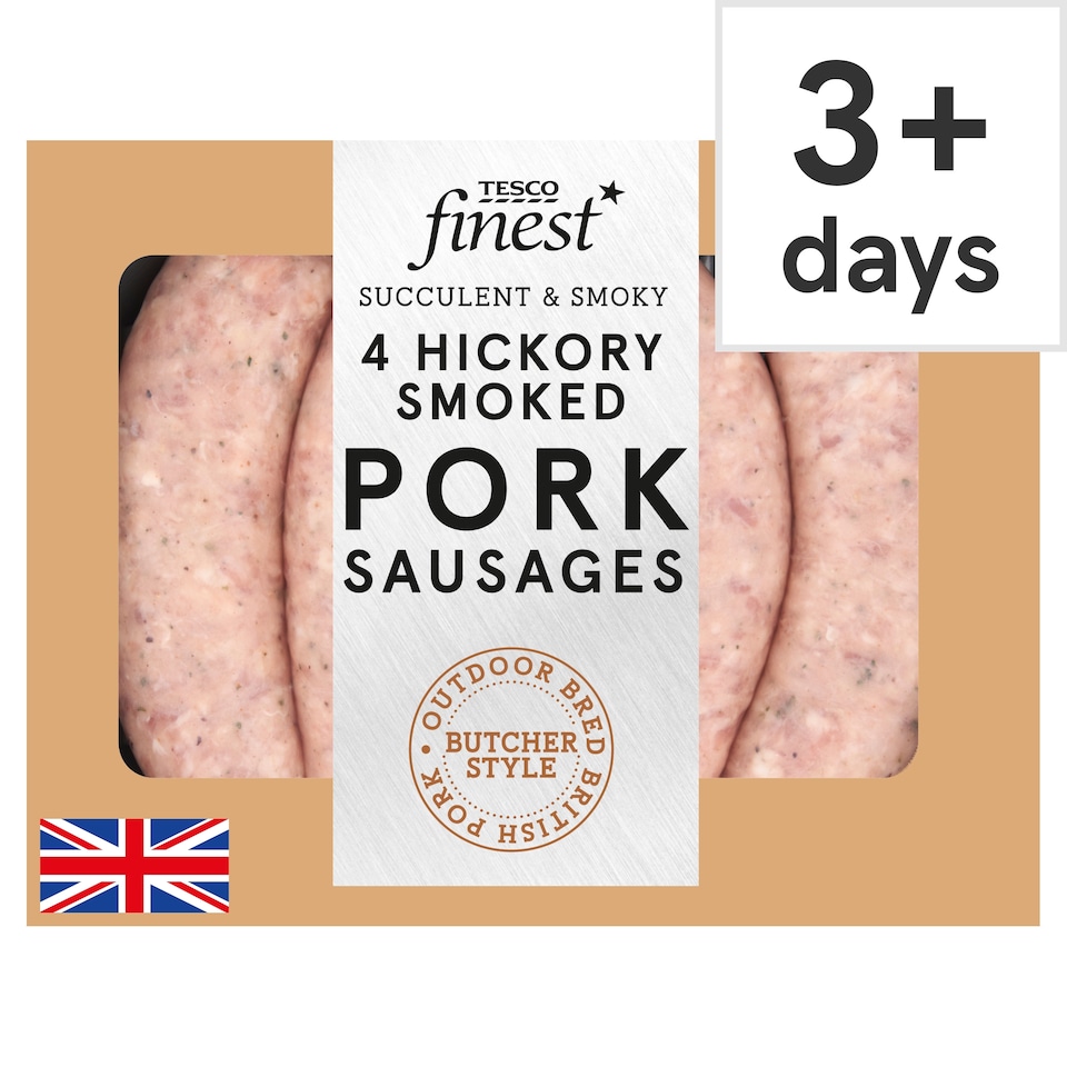 image 1 of Tesco Finest 4 Hickory Smoked Pork Sausages 440g