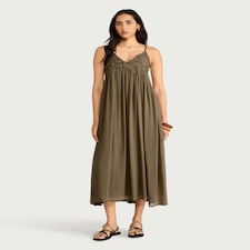 F&F Embellished Strappy Midi Dress in Khaki