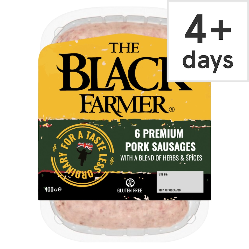 The Black Farmer Premium Pork Sausages 6 Pack 400G