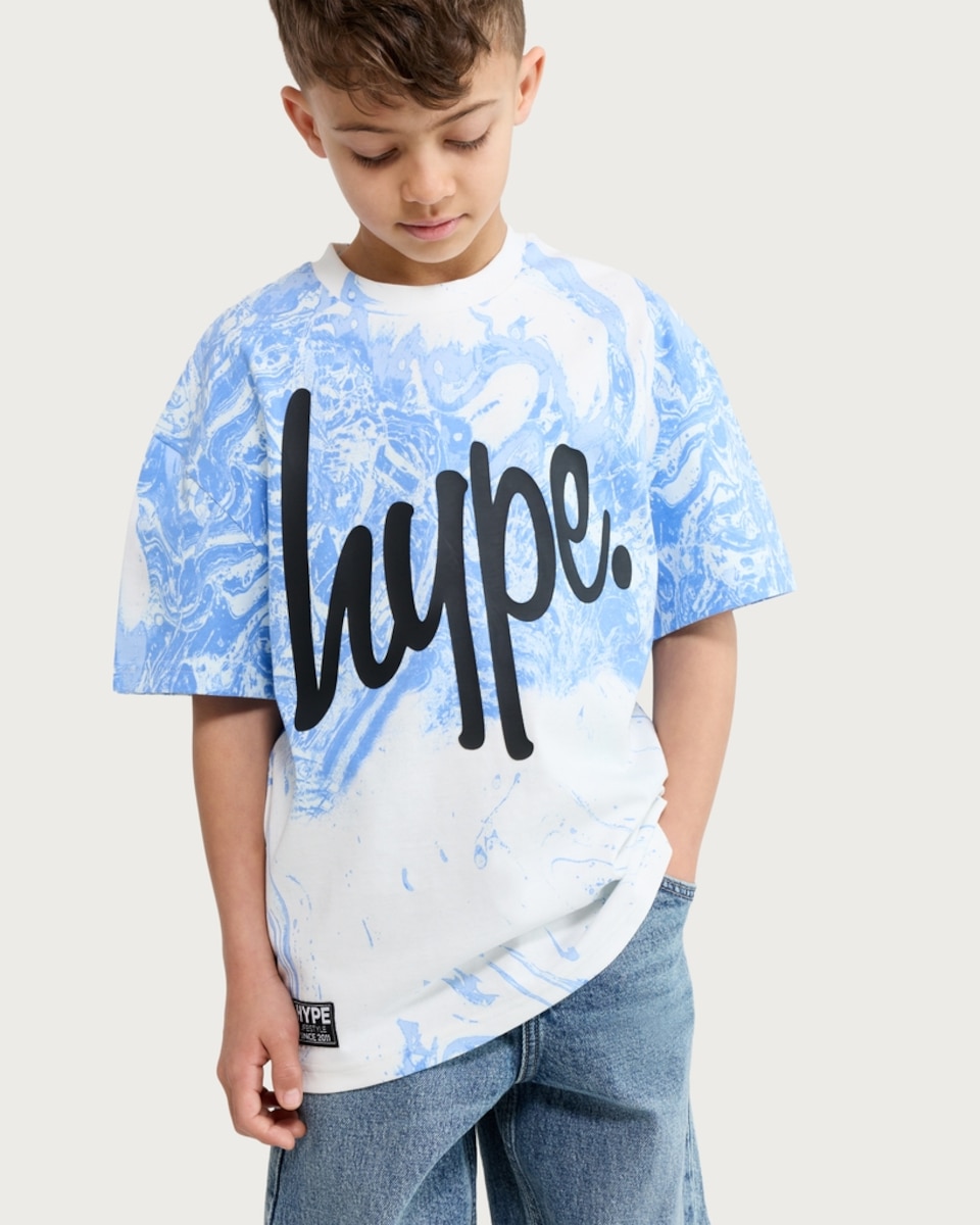 image 1 of Hype Pure Cotton Slogan T-Shirt in Blue