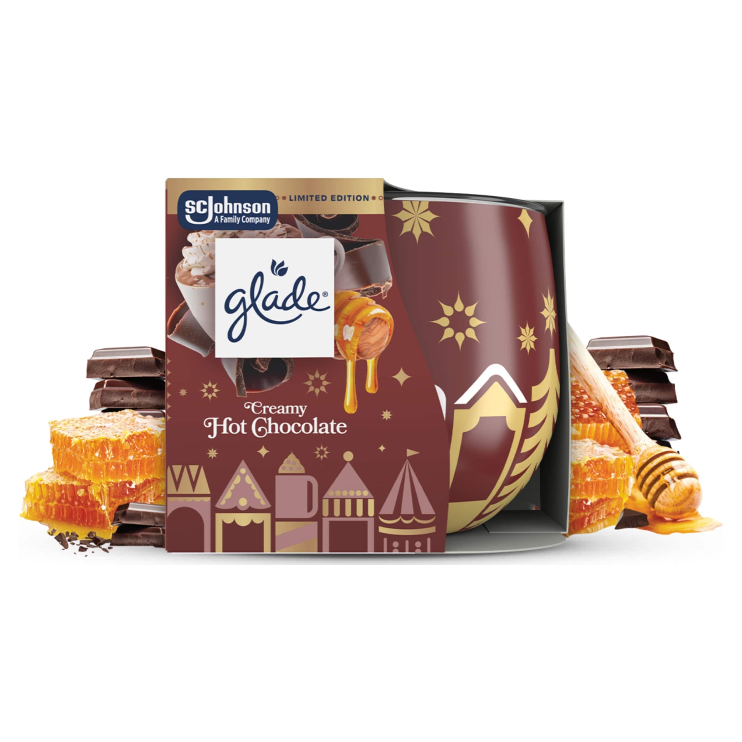 Glade Festive Honey and Chocolate Candle 108g