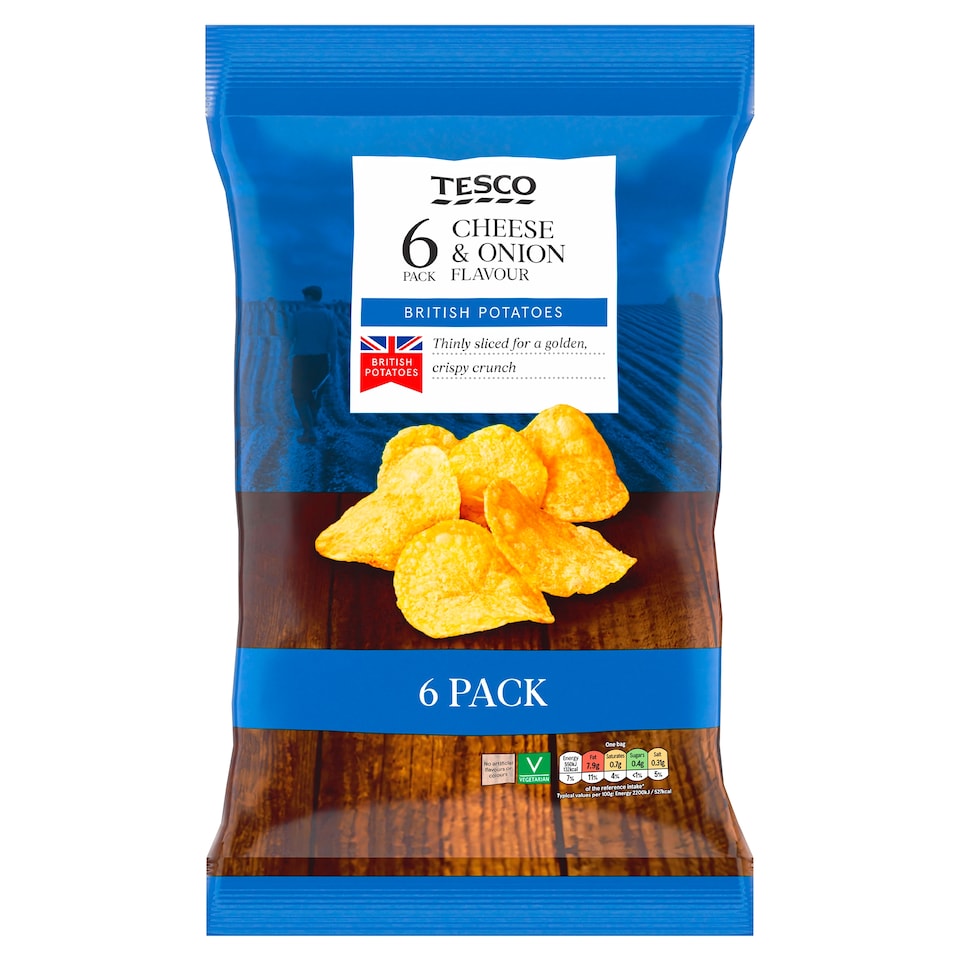 Tesco Cheese & Onion Crisps 6X25g