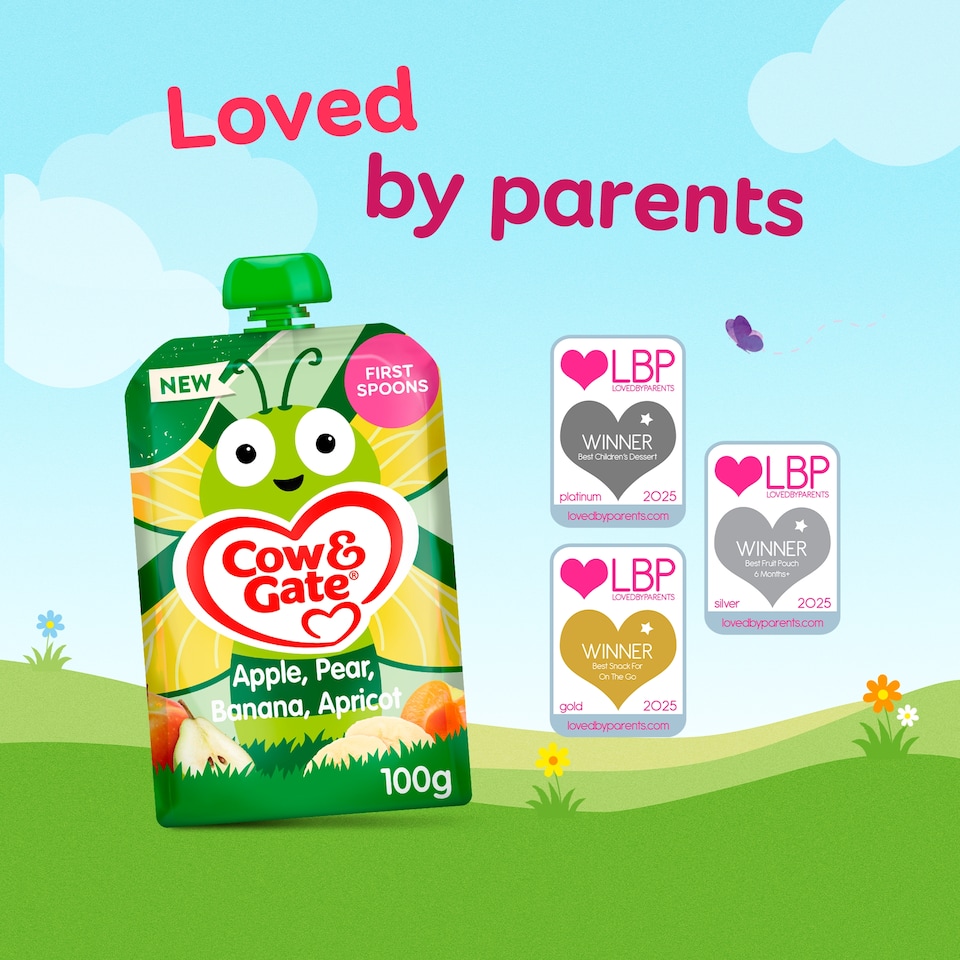 image 1 of Cow & Gate Fruit Pouch Apple Mango Orange & Carrot Baby Food 6+ Months 100g