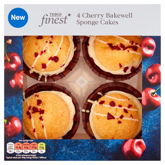 Tesco Finest 4 Cherry Bakewell Sponge Cakes Tesco Groceries