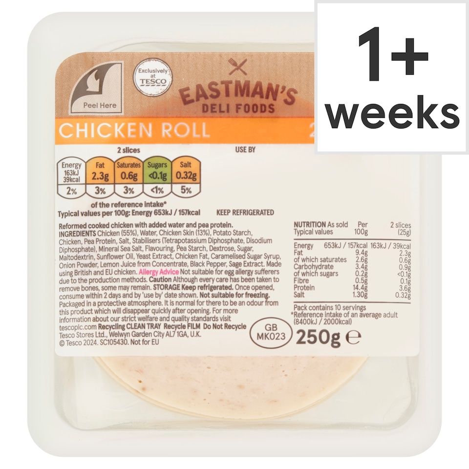 Eastmans Cooked Chicken Roll Slices 250g