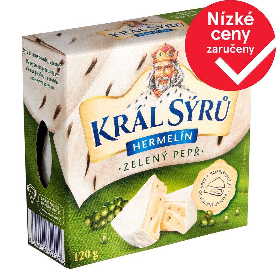 Král Sýrů Hermelín zelený pepř 120g