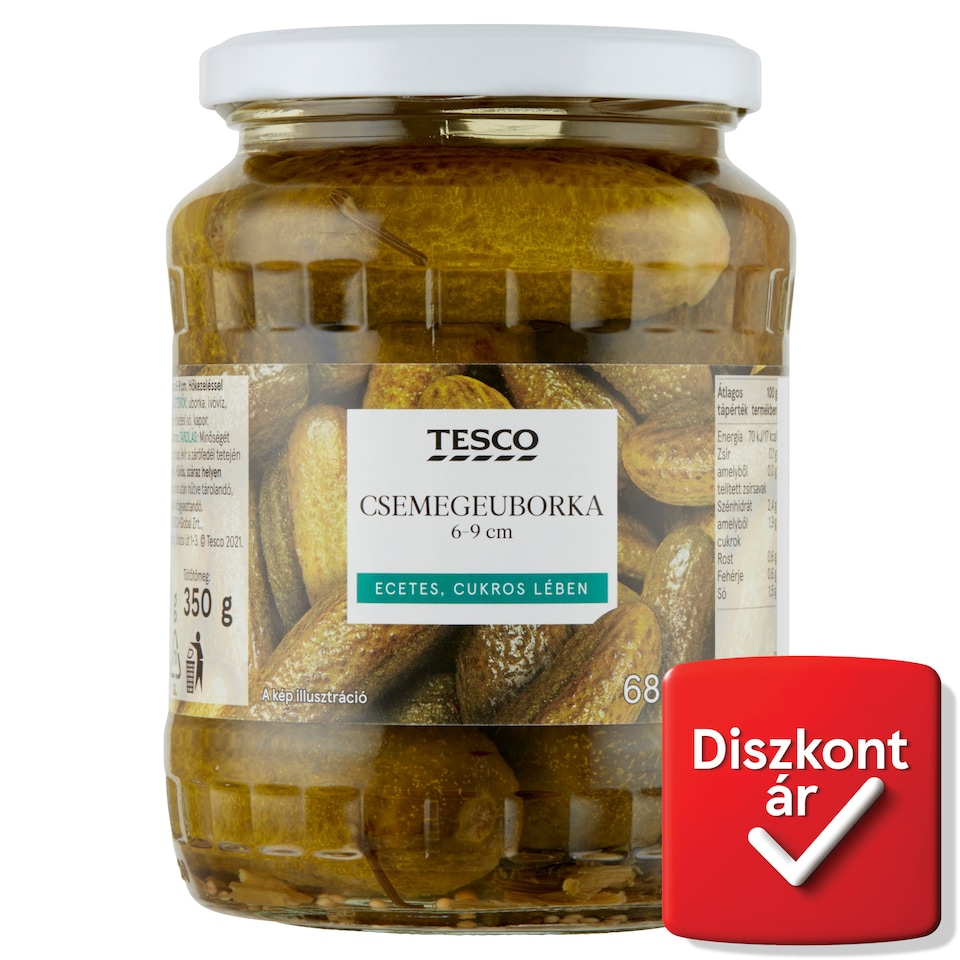 Tesco Pickled Gherkins in Sweet Brine 6-9 cm 680 g