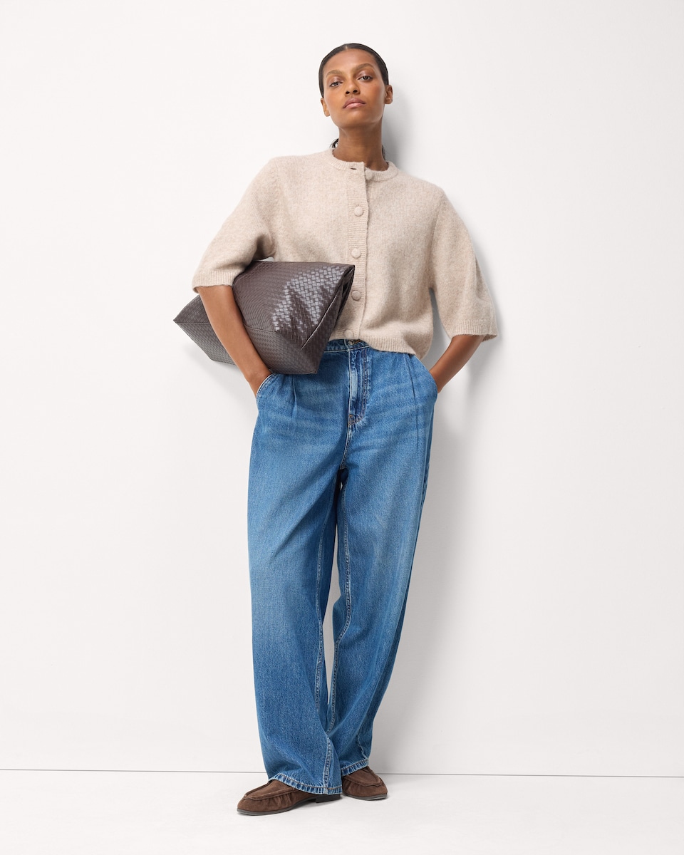 image 1 of F&F Knitted 3/4 Sleeve Cardigan in Neutral