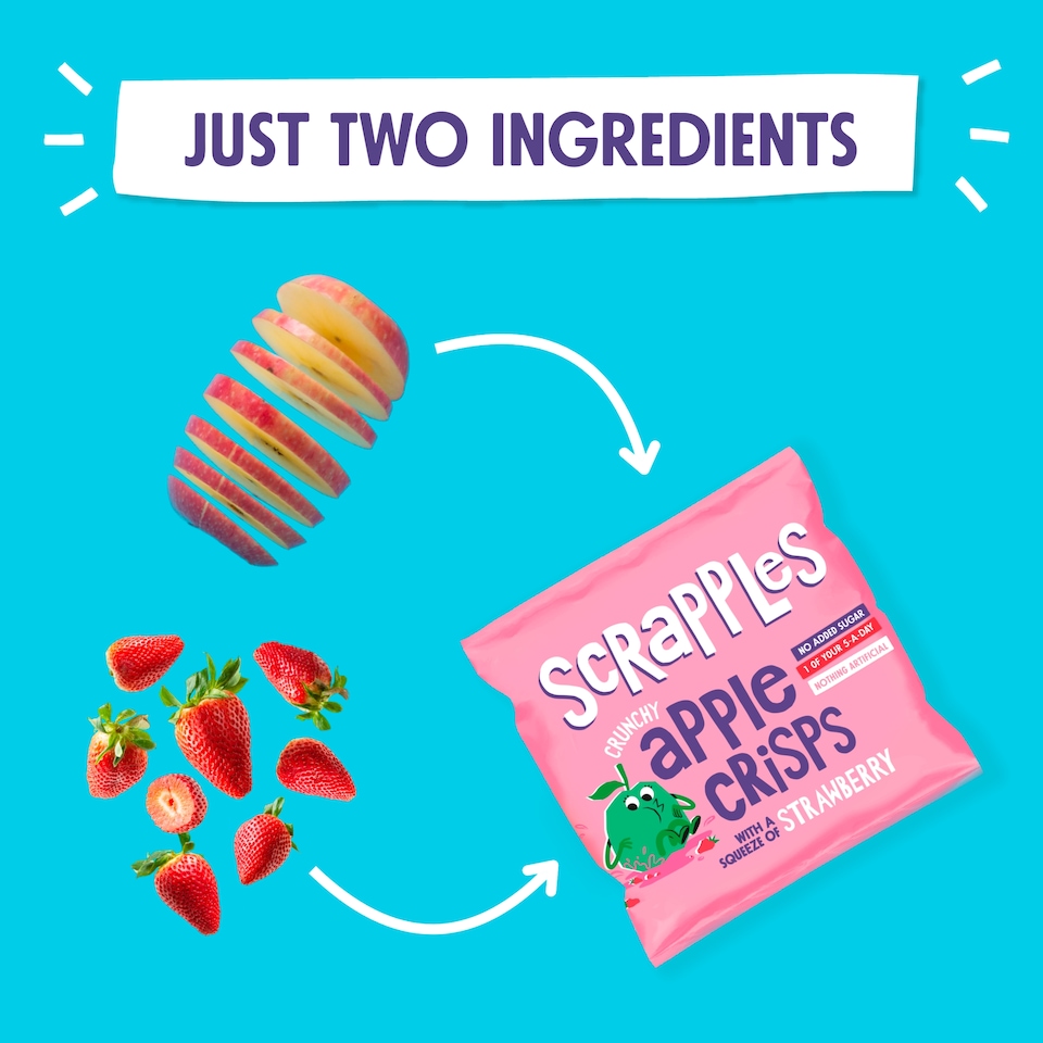 image 1 of Scrapples Crunchy Apple Crisps with a squeeze of Strawberry Multipack (5x12g) 