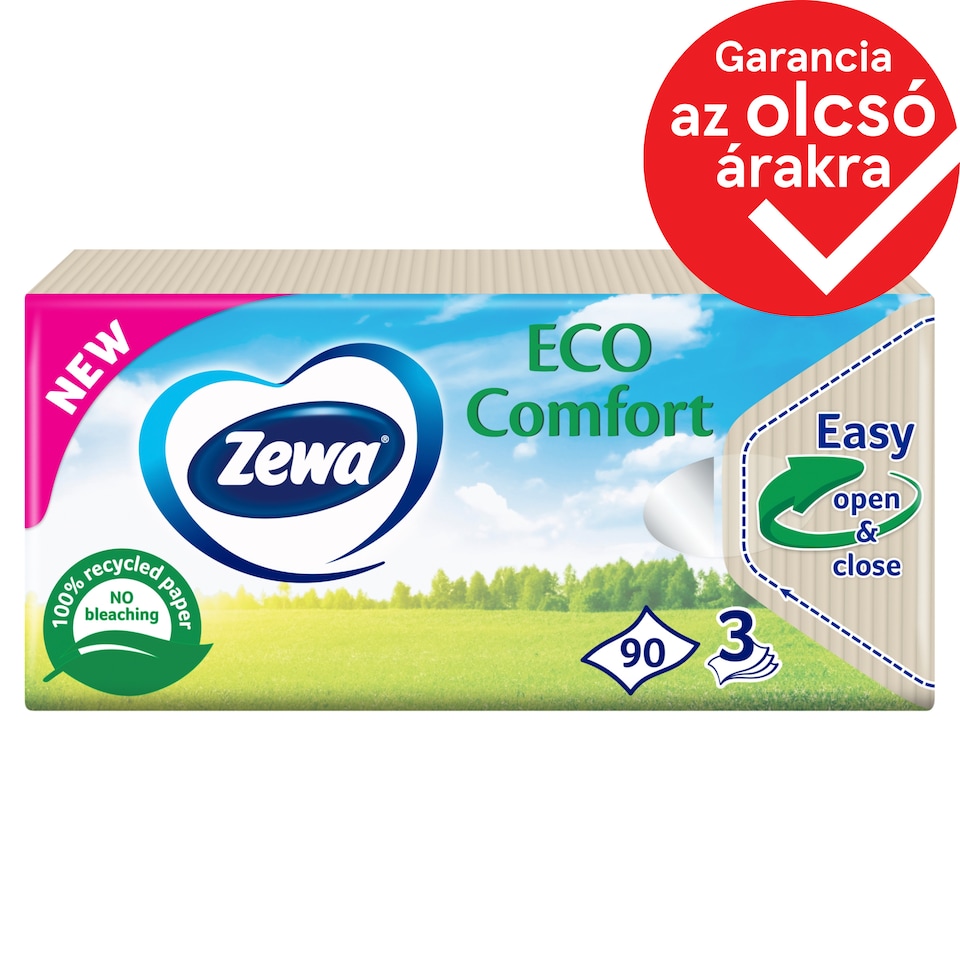 Zewa Eco Comfort illatmentes papír zsebkendő 3 rétegű 90 db  1. kép