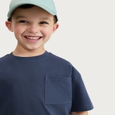 F&F Boys Pure Cotton Pocket Front Short Sleeved T-Shirt in Navy
