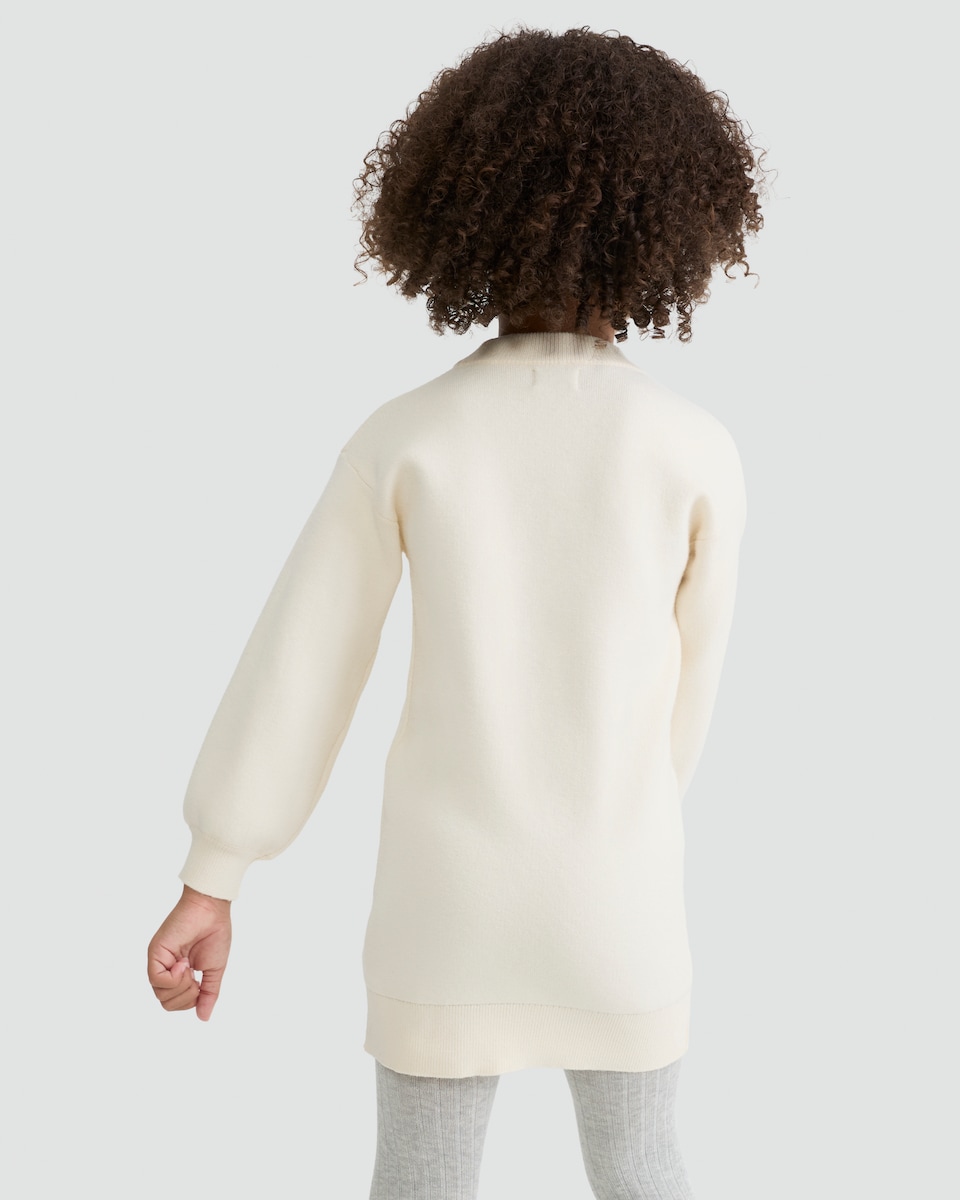 image 1 of F&F Girls Sequin Bow Jumper Dress in Cream