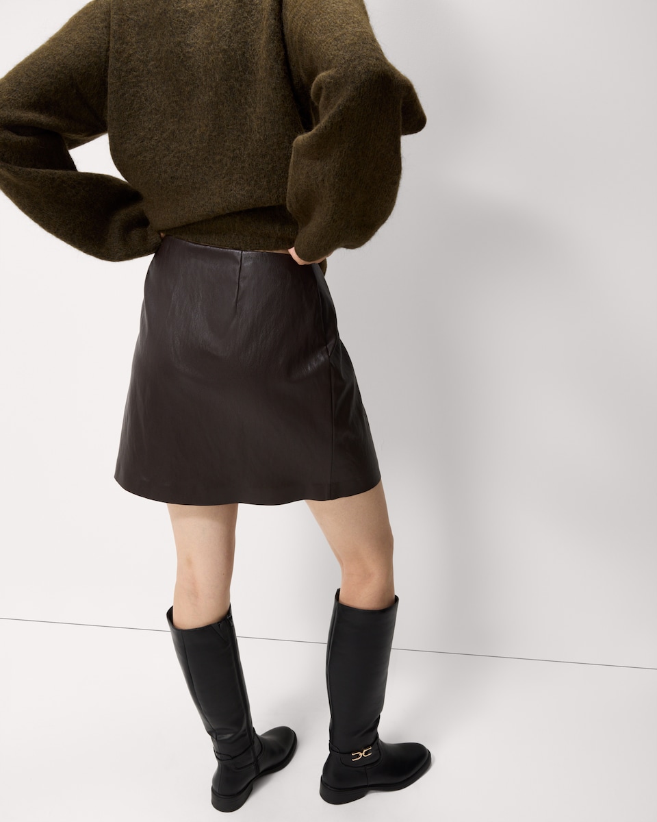 image 1 of F&F Faux Leather Mini Skirt in Brown