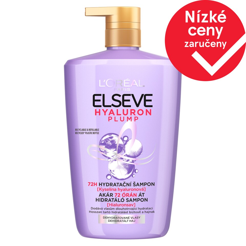 L´Oréal Paris Hyaluron Plump 72 H hydratační šampon s kyselinou hyaluronovou, 1000 ml