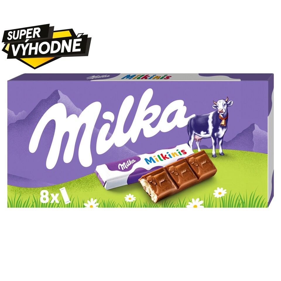 Obrázek 1 pro produkt Milka Milkinis tyčinky z mléčné čokolády z alpského mléka s mléčnou náplní 87.5 g