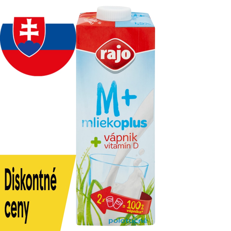 image 1 of Rajo Mlieko Plus Longlife Semi Skimmed Milk with Calcium 1 L