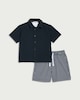 image 4 of F&F Boys 3-Piece Pure Cotton Shirt, T-Shirt and Shorts Set in Navy