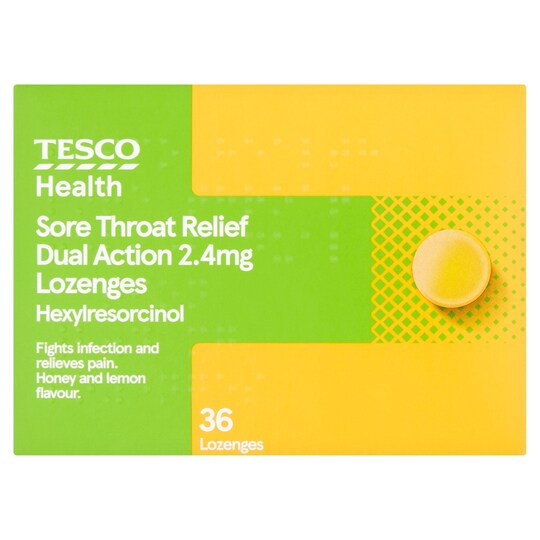 Tesco Health 36 Dual Action Lozenges Honey Lemon Tesco Groceries