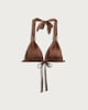 image 4 of F&F High Shine Halter Neck Bikini Top in Brown