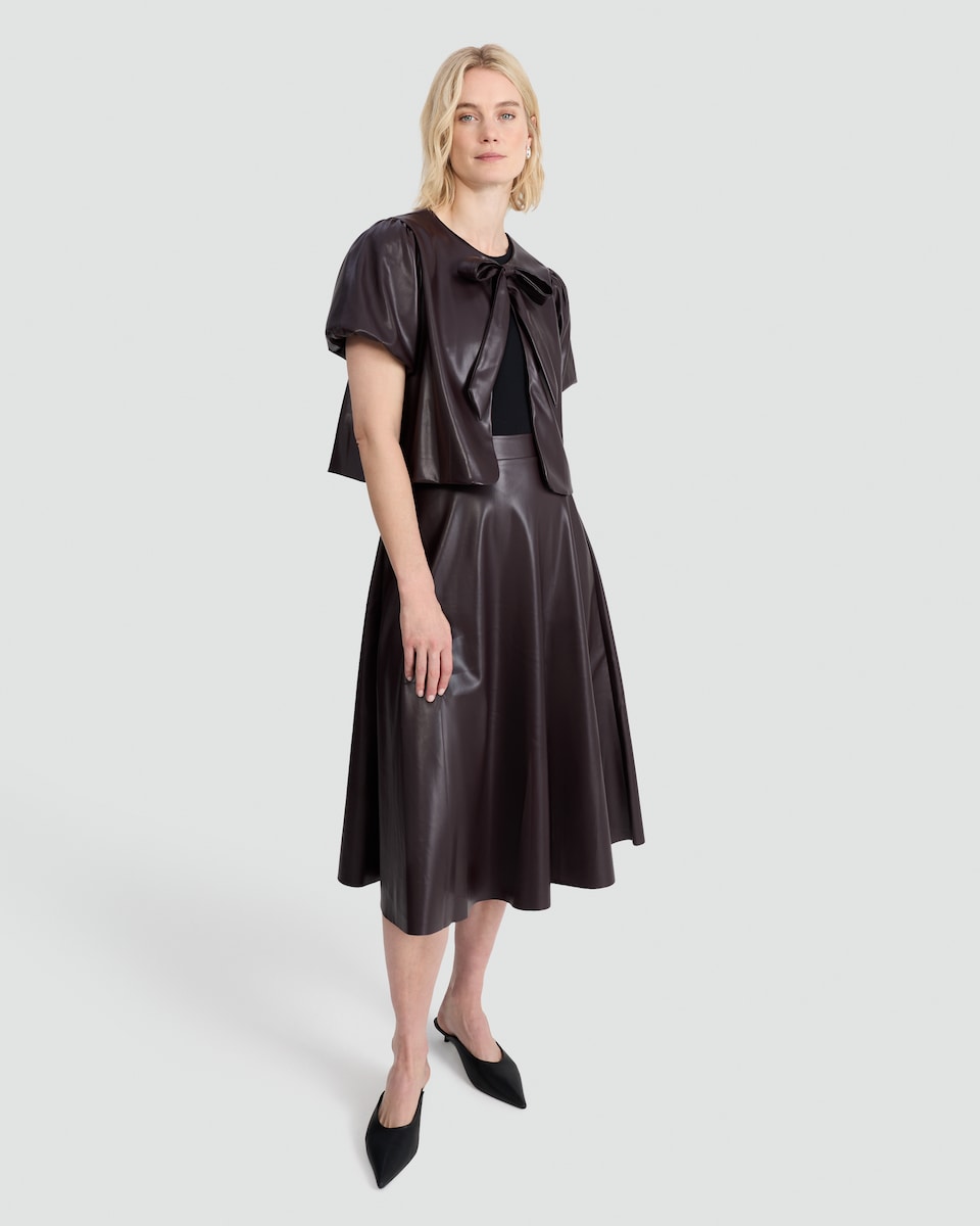 image 1 of OH ME OH MY Faux Leather Co-ord Midi Skirt in Black