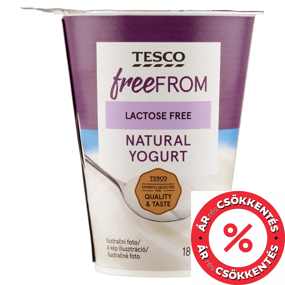 Tesco Free From laktózmentes, élőflórás, natúr joghurt 180 g