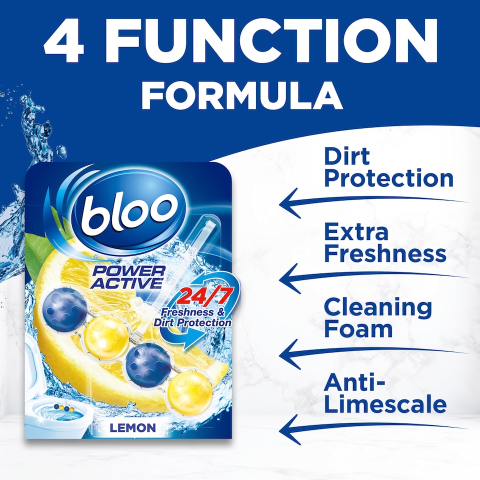 image 1 of Bloo Power Active Lemon Rim Blocks 2 x 50g