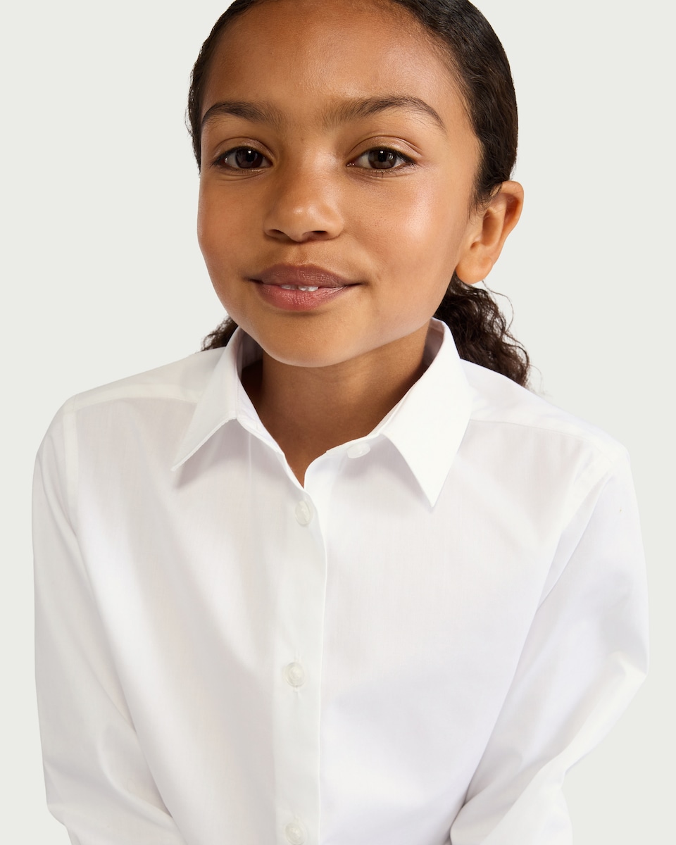 image 1 of F&F School Girls 5-Pack Long Sleeved Shirts in White