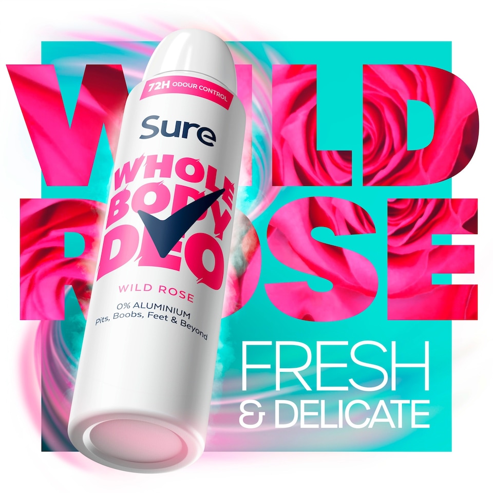 image 1 of Sure Women Wild Rose Whole Body Deodorant Spray 72h Odour Control 150ml
