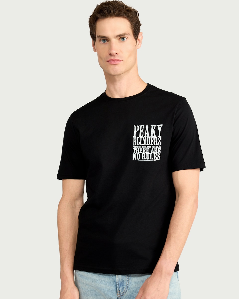 image 1 of Peaky Blinders Pure Cotton T-Shirt in Black