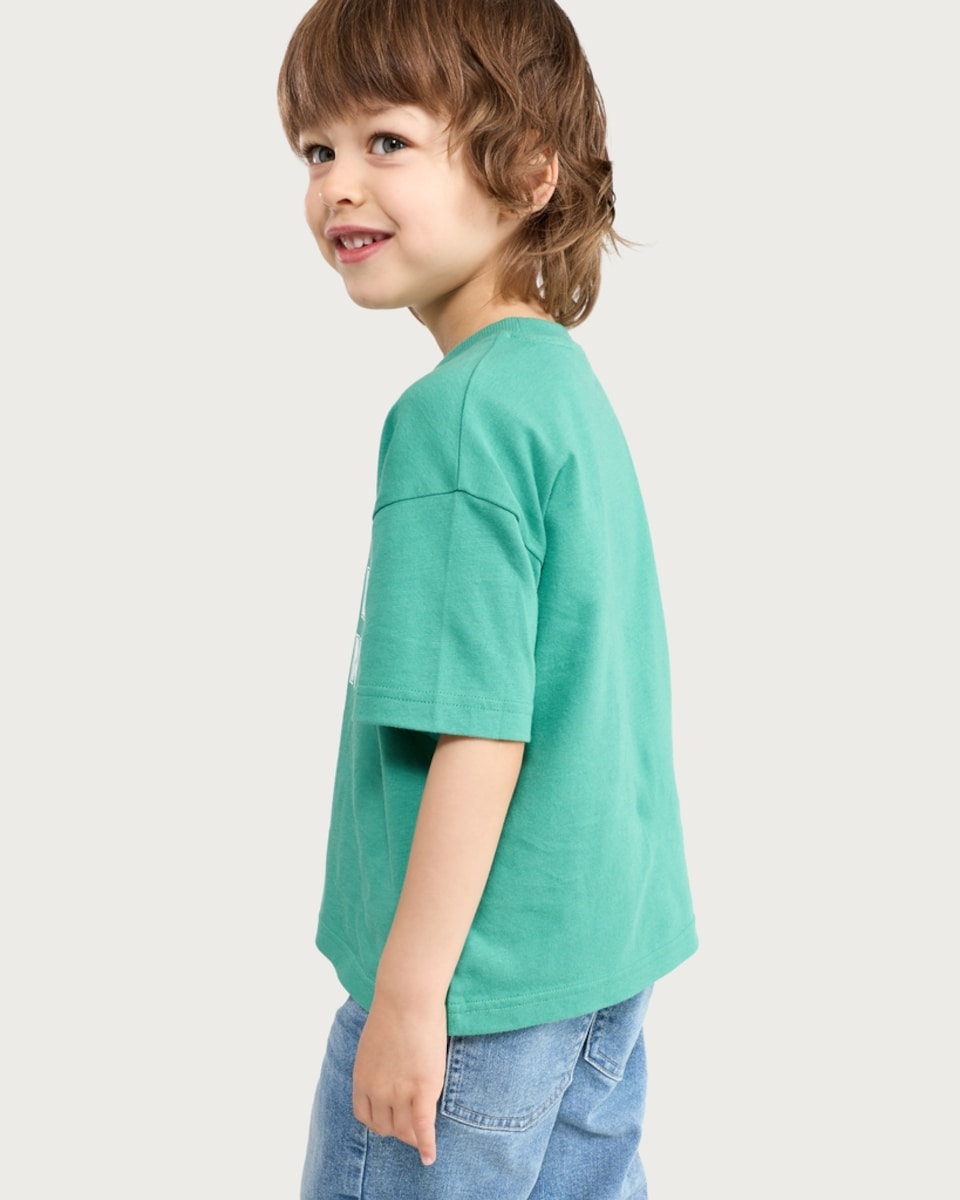 image 1 of F&F Boys Pure Cotton Mummy's Little Man T-Shirt in Green