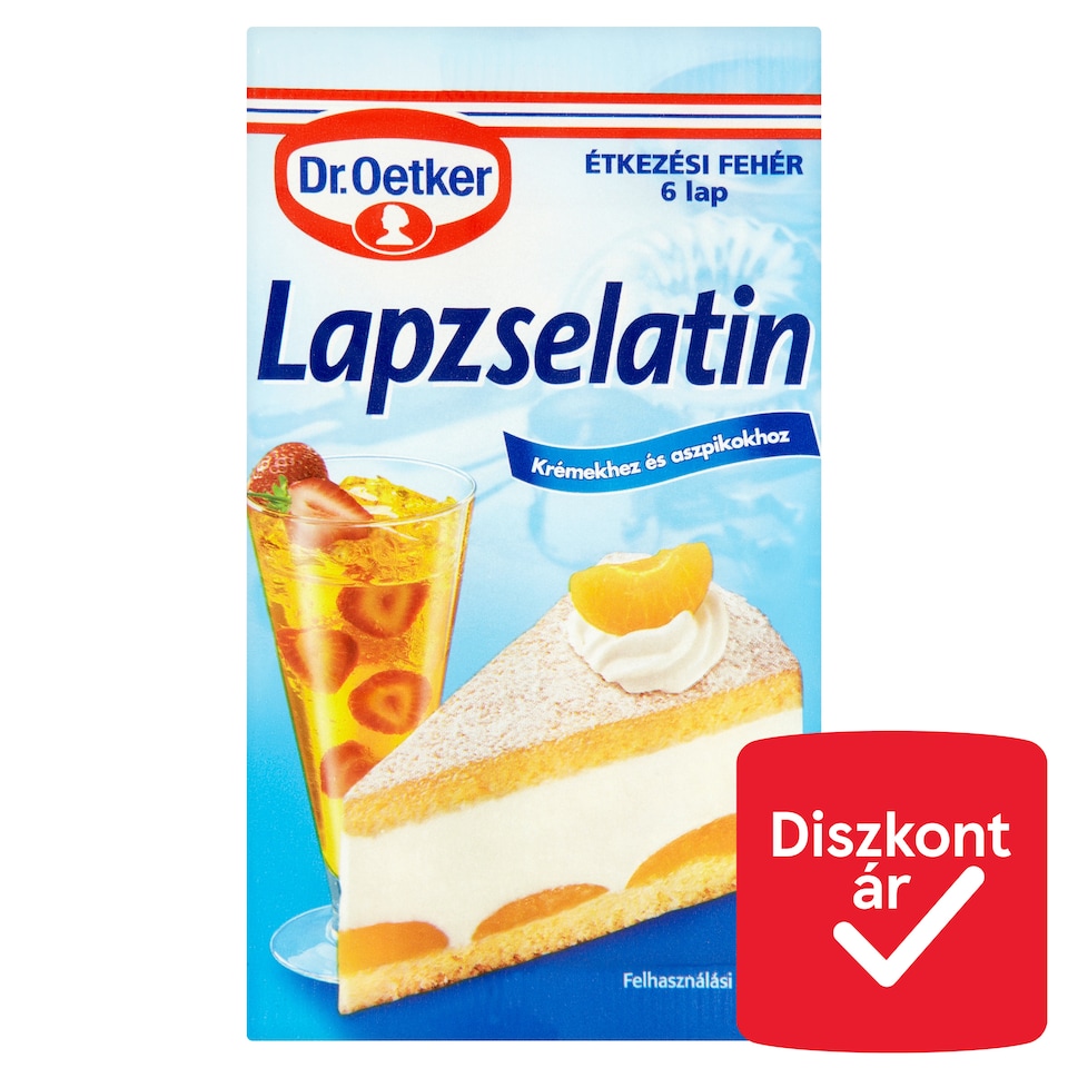 Dr. Oetker Lapzselatin fehér 6 lap 10 g