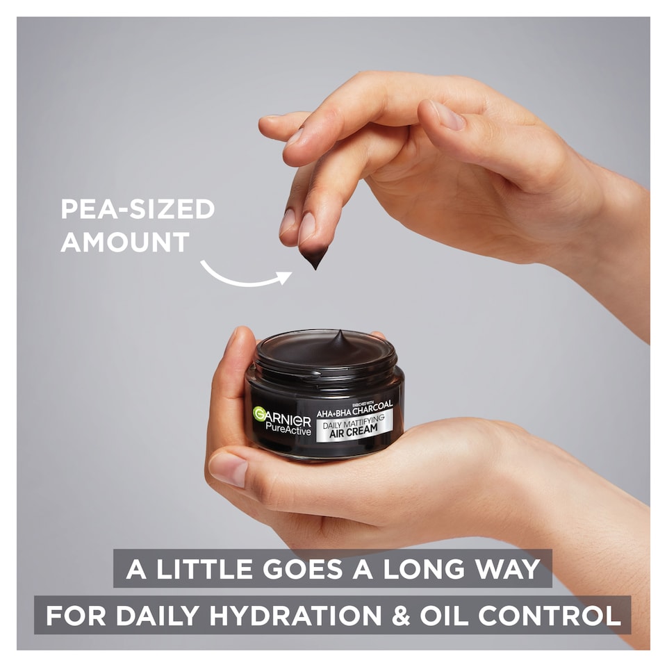 image 1 of Garnier Pure Active AHA + BHA Charcoal Daily Mattifying Air Cream 50ml