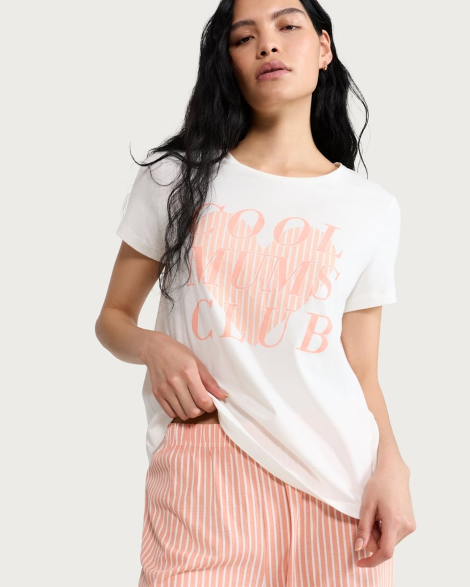 image 1 of F&F 2-Piece Pure Cotton Cool Mums Club Pyjama Set in Multi White