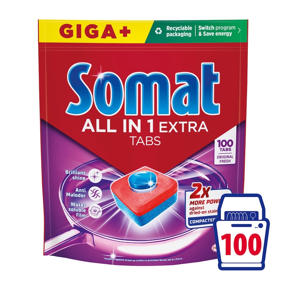 Somat All in 1 Extra přípravek na mytí nádobí v myčce 100 ks 1500g