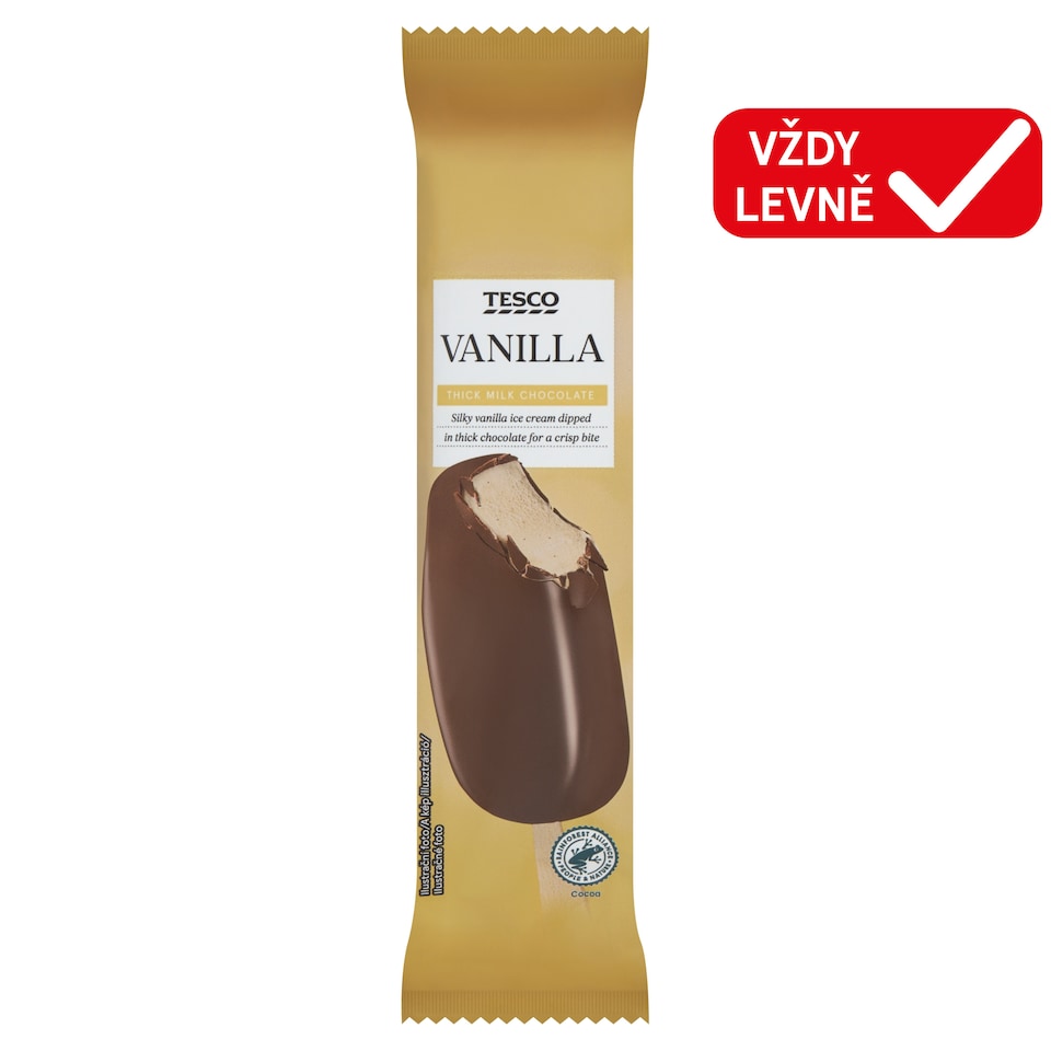 Tesco Vanilla Ice Cream with Vegetable Fat in Milk Chocolate 120ml