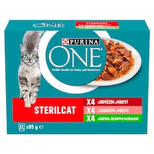 Purina ONE Sterilised Pouches for Cats Beef, Salmon, Turkey in Juice 12 x 85g