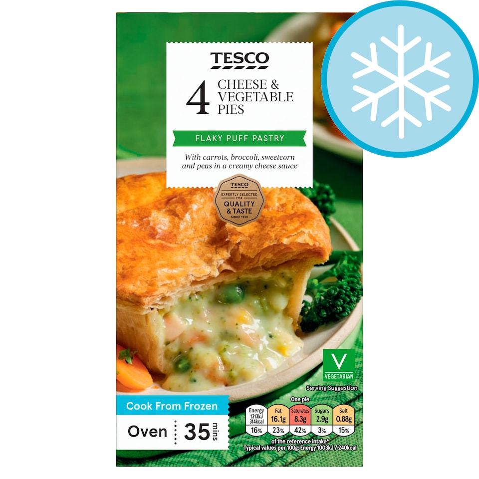 Tesco 4 Cheese & Vegetable Pies 568g