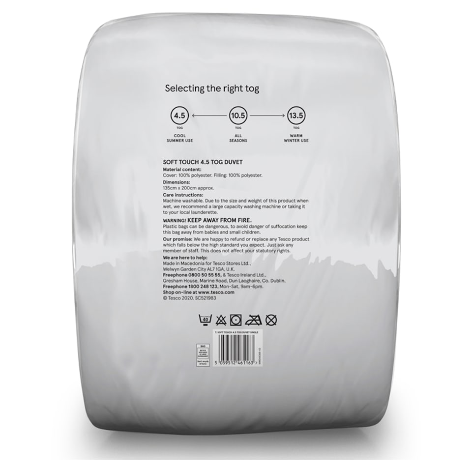 image 1 of Tesco Soft Touch 4.5 Tog Duvet Single