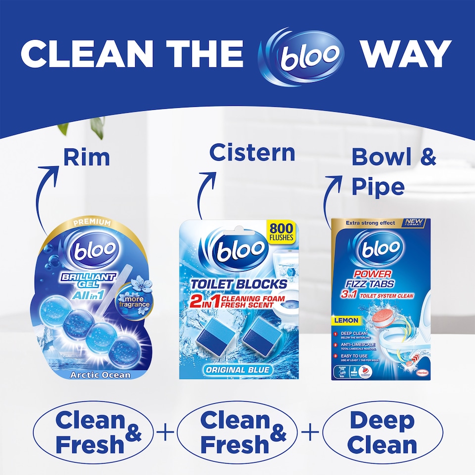 image 1 of Bloo Brilliant Gel All in 1 Rim Block Arctic Ocean 42g