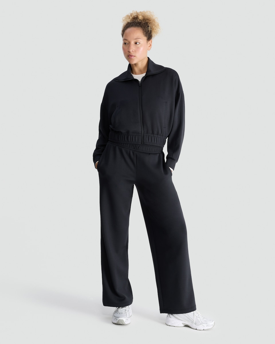 image 1 of F&F Active Modal Rich Soft Touch Wide Leg Joggers in Grey